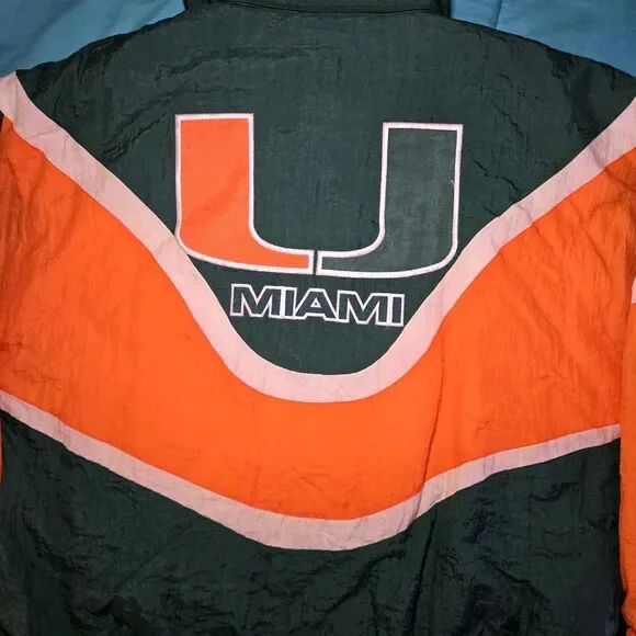 Vintage Apex One Varsity Miami Hurricanes Zip Up Windbreaker Jacket Size XL - Picture 4 of 9